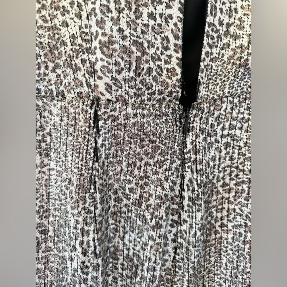 Ronny Kobo Jerry Leopard Print Dress Metallic Silver Size Small - Picture 3 of 6